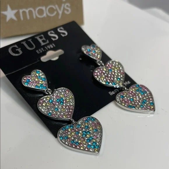Guess Multicolor Heart Earrings - Picture 2 of 3